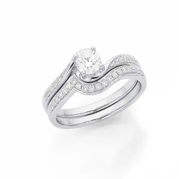 18ct White Gold, Diamond Bridal Set TDW=.75ct