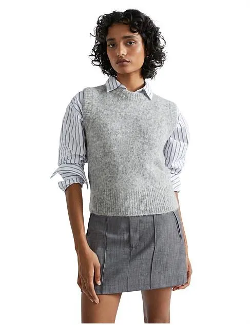 WOOL BLEND CREW NECK VEST