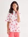 Ella J Short Sleeve Shirt, Coral Spot