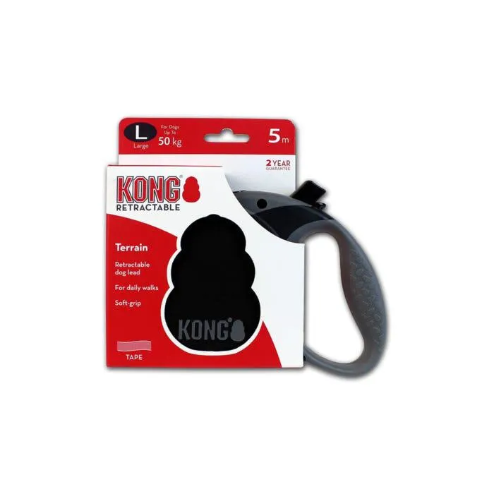Kong Retractable Lead Terrain Large Black 5m 50kg