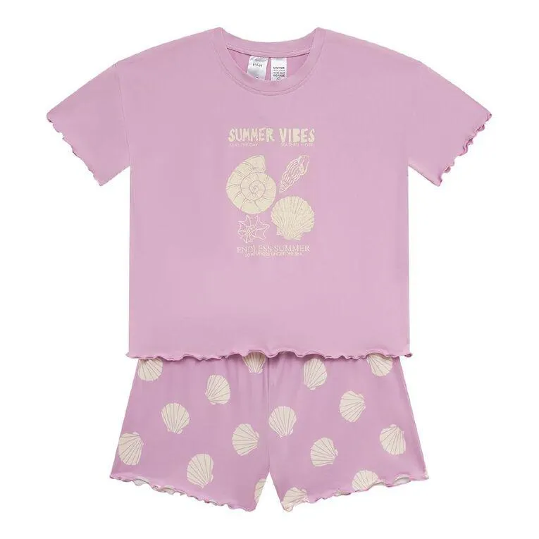 H&H Girls' Comfy Tee and Short Pyjama Set