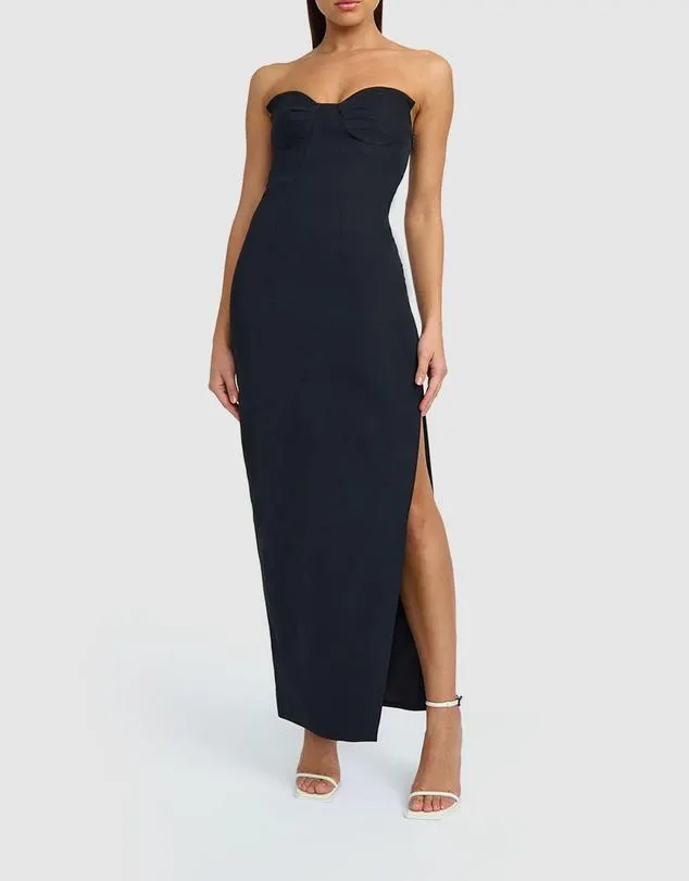 Sahana Shell Shape Strapless Midi Dress