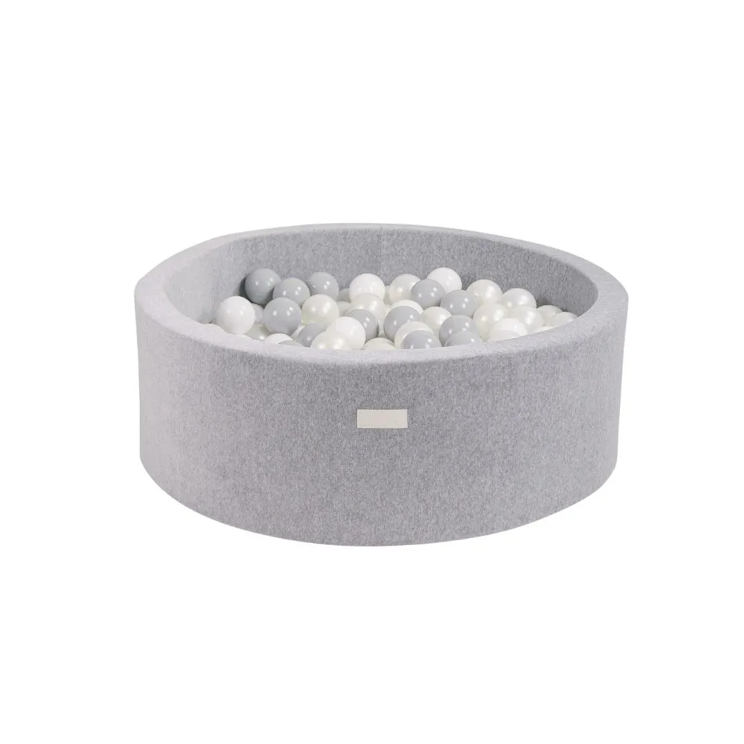Velvet Foam Grey Ball Pit - 200 Grey, White and Pearl Balls