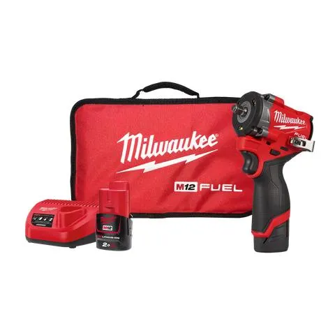Milwaukee M12 FUEL Cordless Impact Wrench Stubby Gen2 3/8in 12v 2Ah