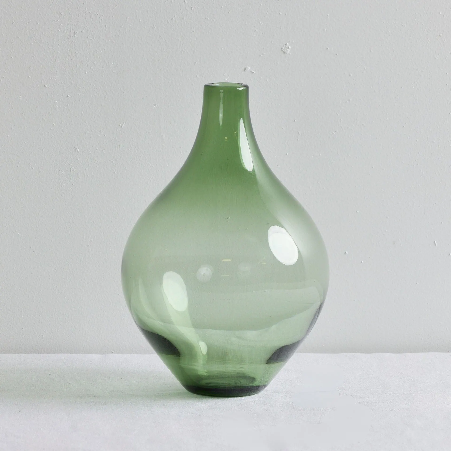 Velton Glass Vase - Short - Grey/Green