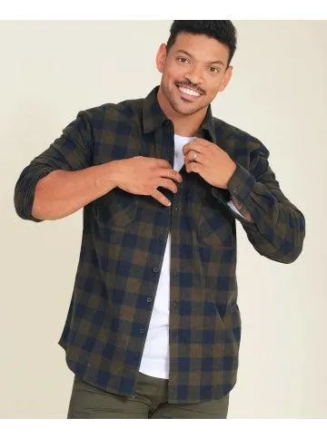 Men's Flannel Shirt in Khaki/navy'