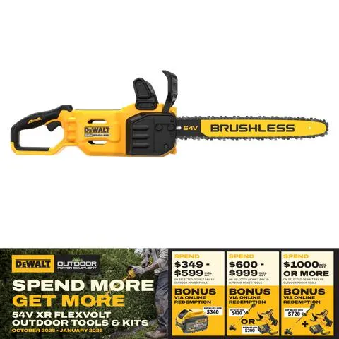 DeWalt Cordless Chainsaw Brushless 45cm/18in 54V - Bare Tool
