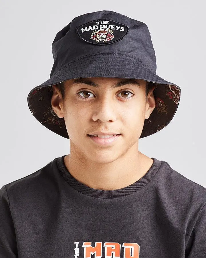 THE MAD HUEYS Hueys Tattoo Youth Bucket Hat - Black