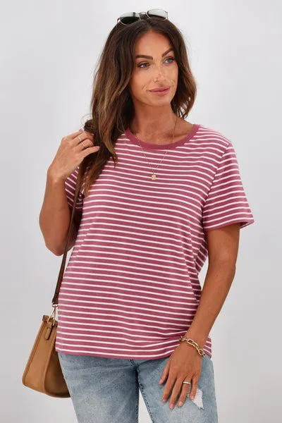 Shine On Essentials Stripe Tee Pink a...