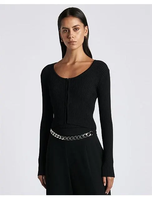 RIBBED CROPPED CARDIGAN