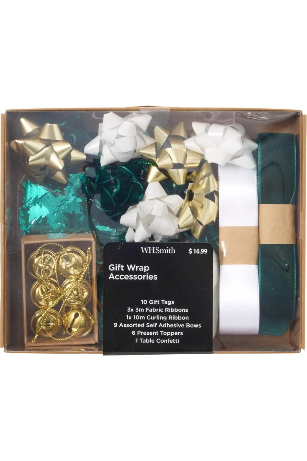 WHSmith Christmas Accessories Green, Gold, & White Pack of 30