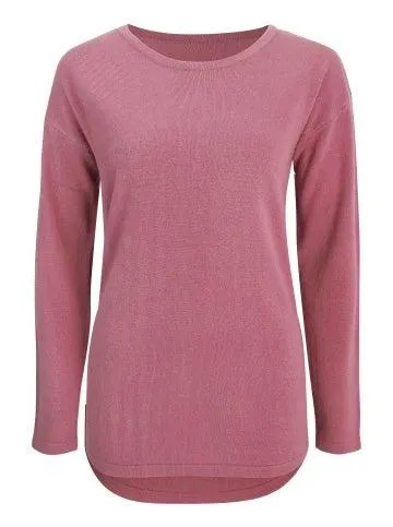 Women's Drop Hem Long Sleeve Super Soft Jumper in Mauve