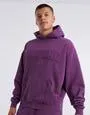 Leisure Club Embroidered Tonal Hoodie in Deep Violet