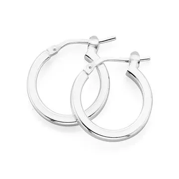 Sterling Silver 12mm Square Edge Hoop Earrings