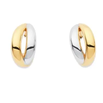 9ct, Hollow Double Puff Half Hoop Earrings