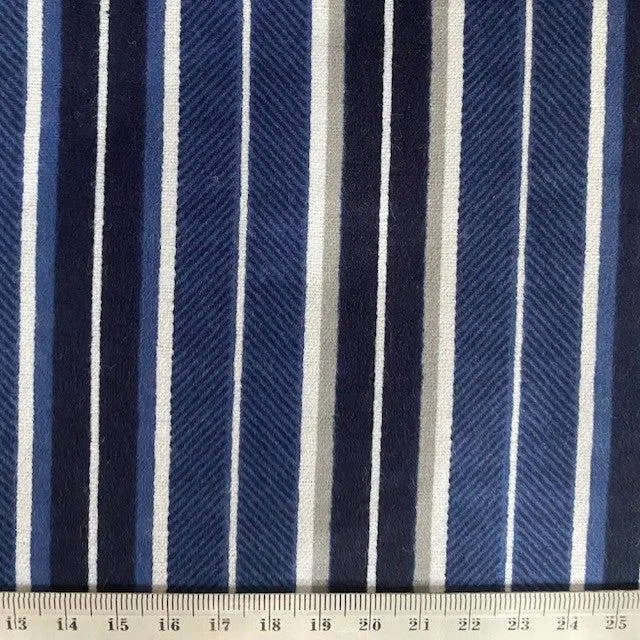 Printed Flannelette Fabric, Blue Stripe Print -108cm Width