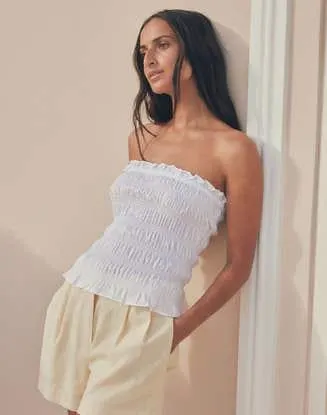 Shirred Strapless Top