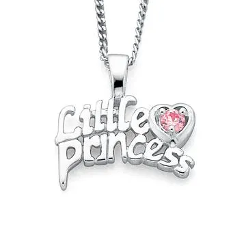 Sterling Silver Pink Cubic Zirconia Princess Pendant