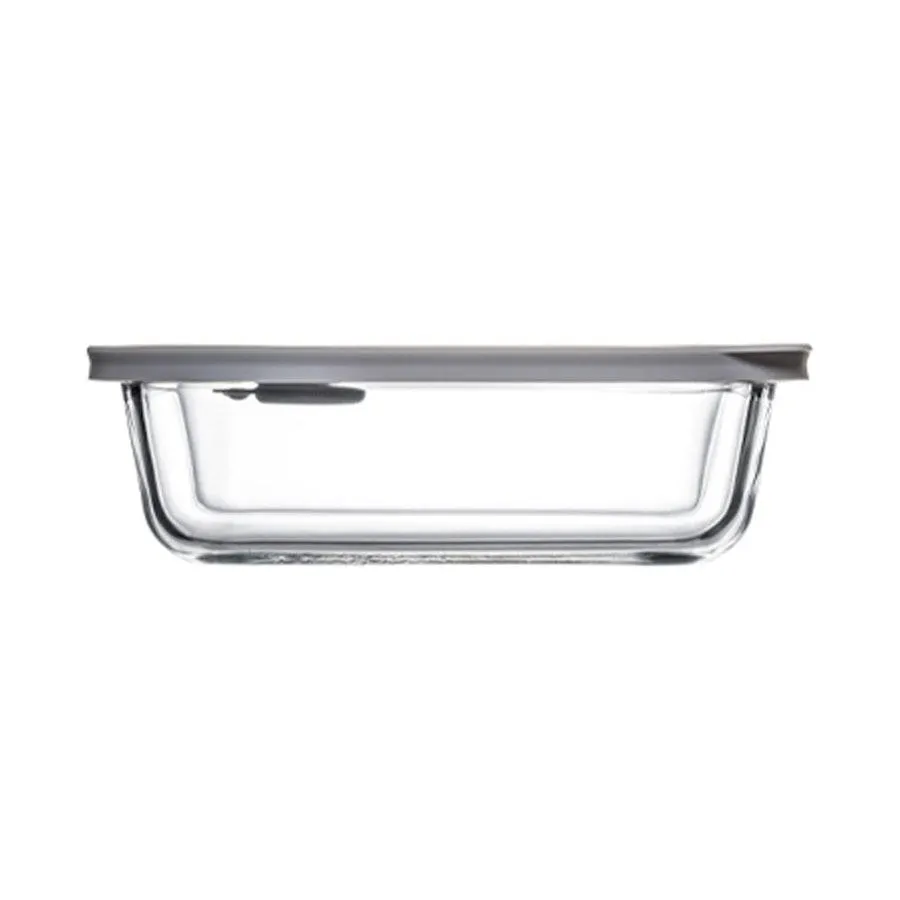 ClickClack Cook+ Rectangle 0.6L Heatproof Glass Container Grey