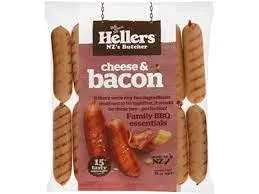 HELLERS CHEESE AND BACON 1 KG PRE COOK SAUSAGES