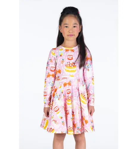 Rock Your Kid Party Time Pink L/S Waisted Dress