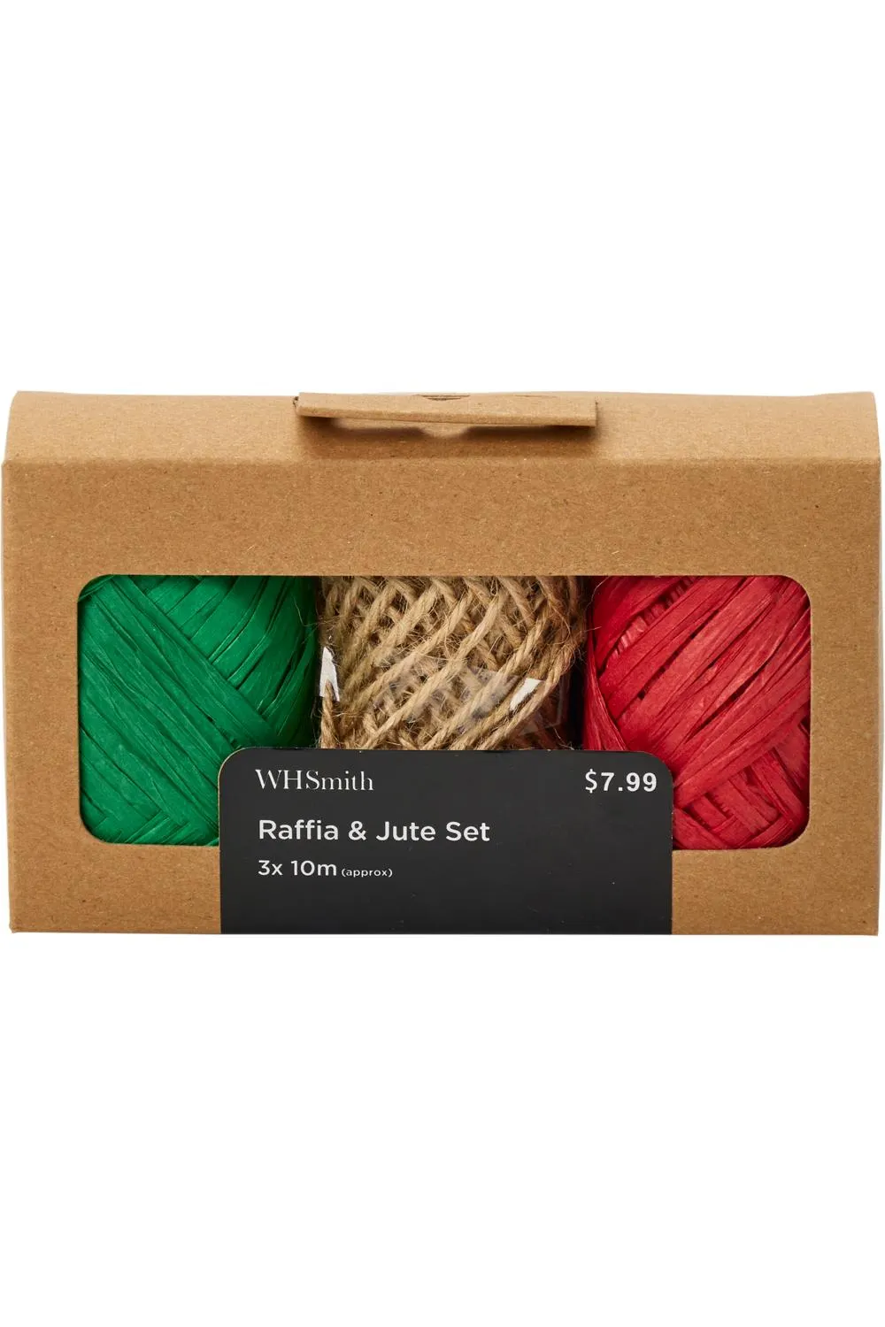 WHSmith Christmas Raffia and Jute Ribbon Pack of 3