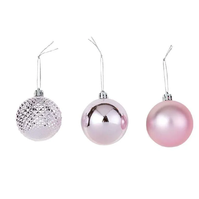 Wonderland Christmas Baubles 6cm Pink 10 Pack