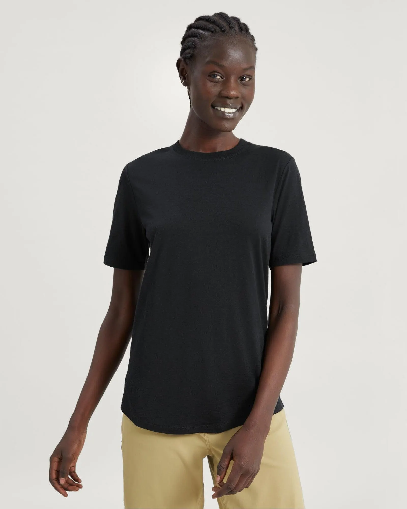 Women's 100% Merino Short Sleeve Crew Top - Black