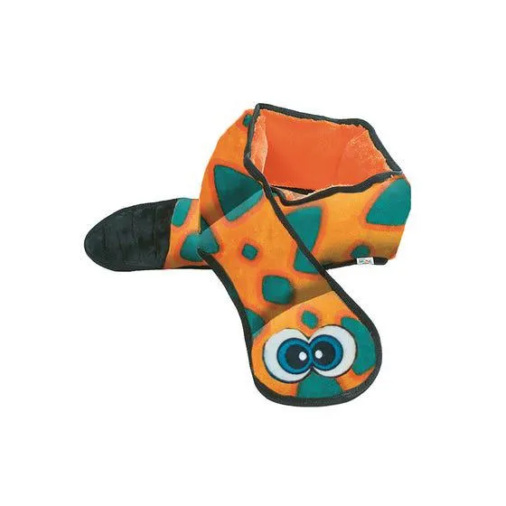 Outward Hound Invincibles Orange & Blue Snake Dog Toy