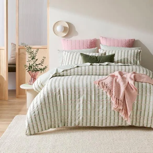 Lowen Quilt Cover - Sage/Blush