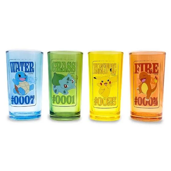 Pokemon - Kanto Starters & Pikachu Glass 4-Pack