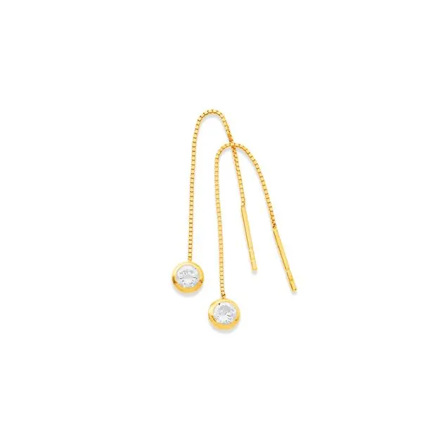 9ct Cubic Zirconia Thread Earrings