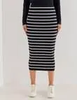Whistle Knitted Rib Column Skirt, Black & White Stripe