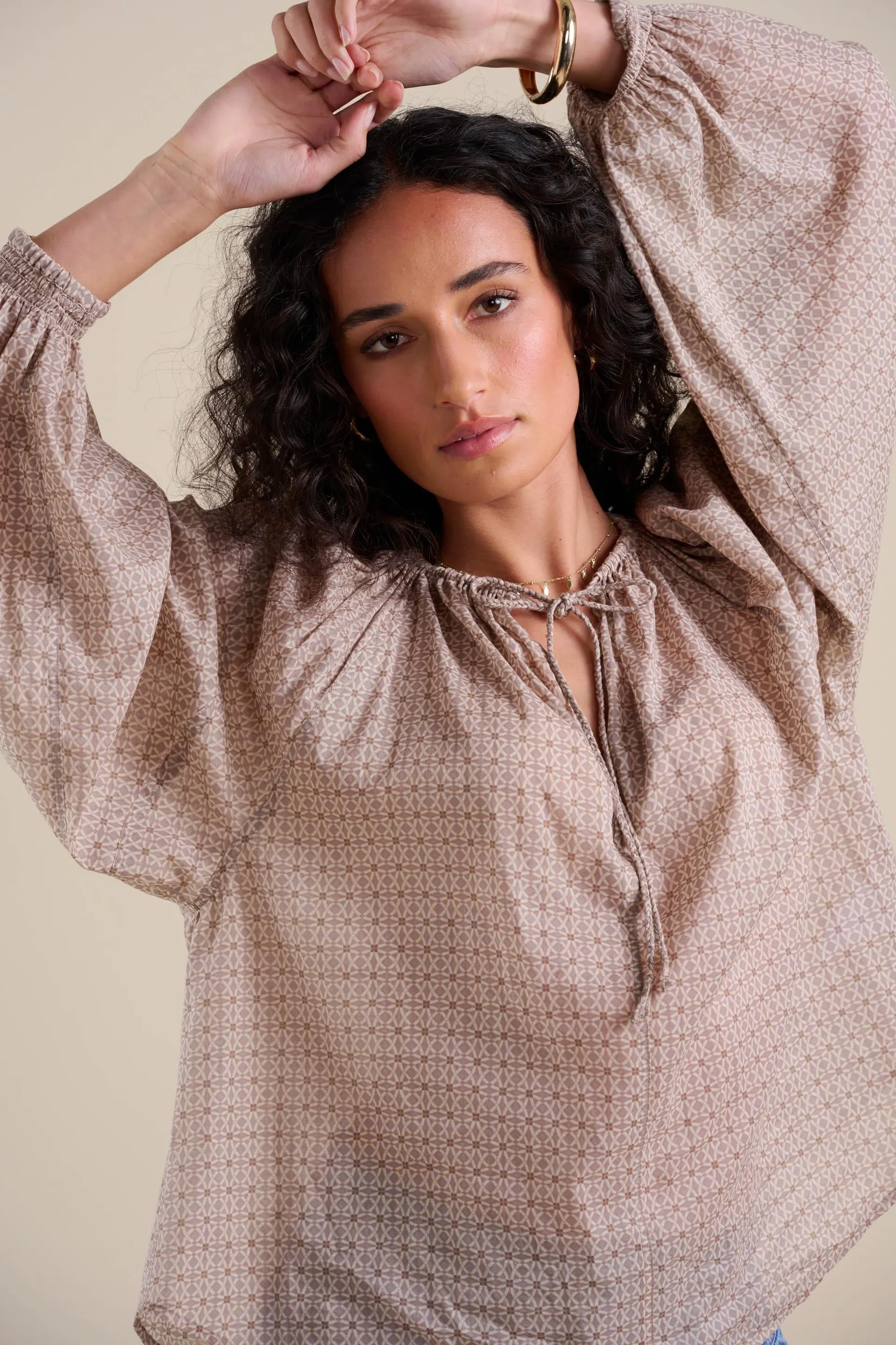 Elementary Tie Neck Blouse