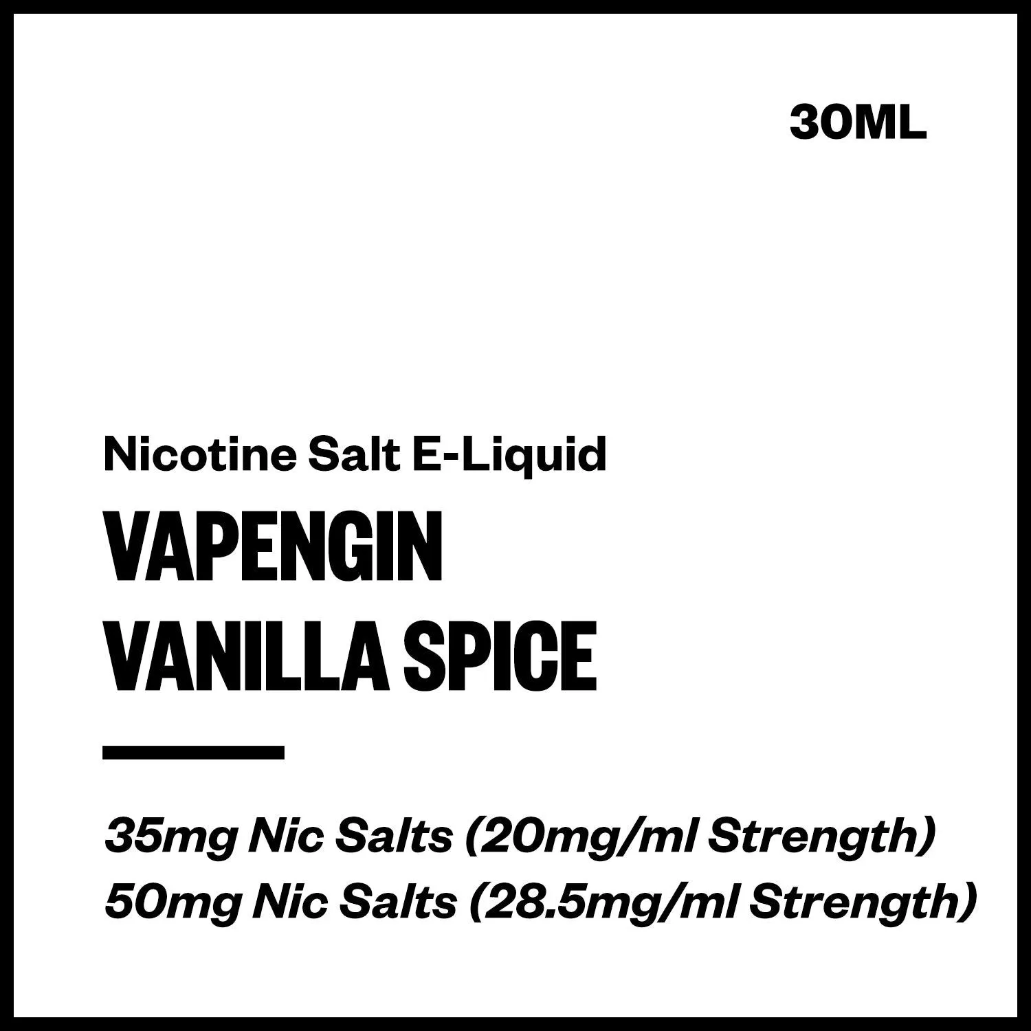 Vapengin - Vanilla Spice (Nic Salt E-Liquid 30ml)