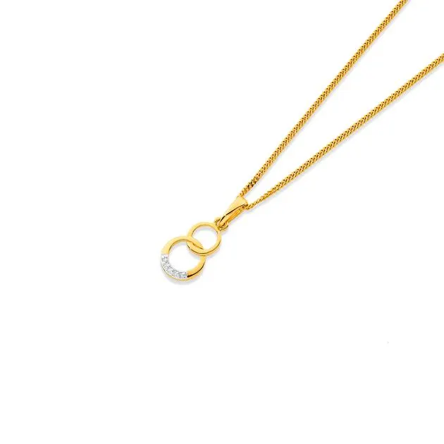 9ct Gold Diamond Double Circle Pendant