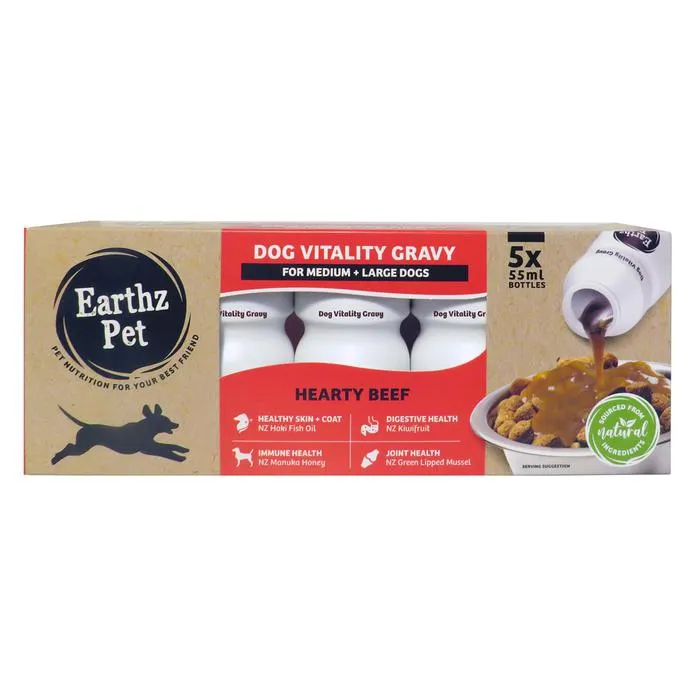 Earthz Pet Gravy Beef Medium And Large Dogs 5x 50ml