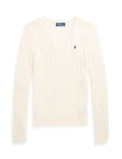 CABLE-KNIT COTTON V-NECK SWEATER