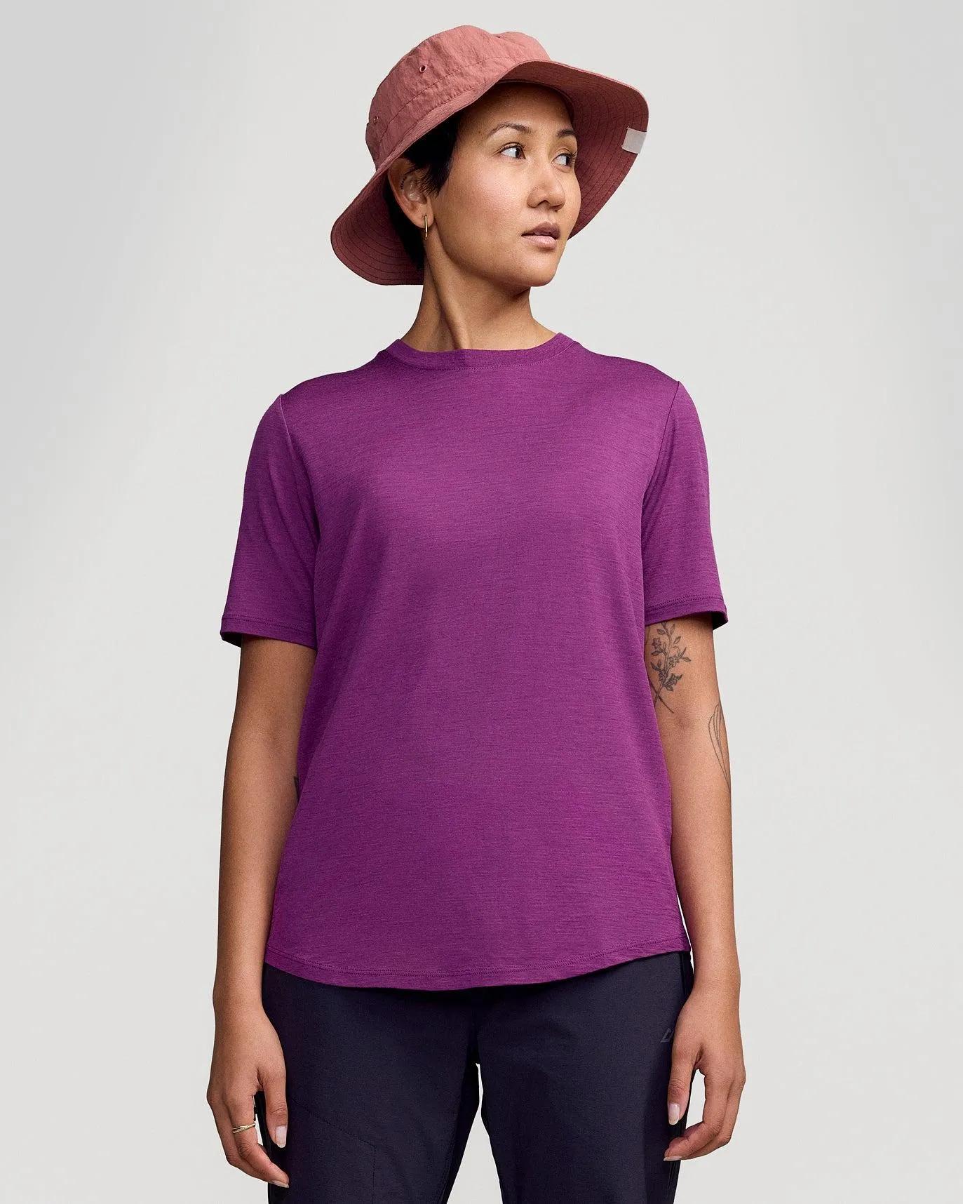 Women's 100% Merino Short Sleeve Crew Top - Berry