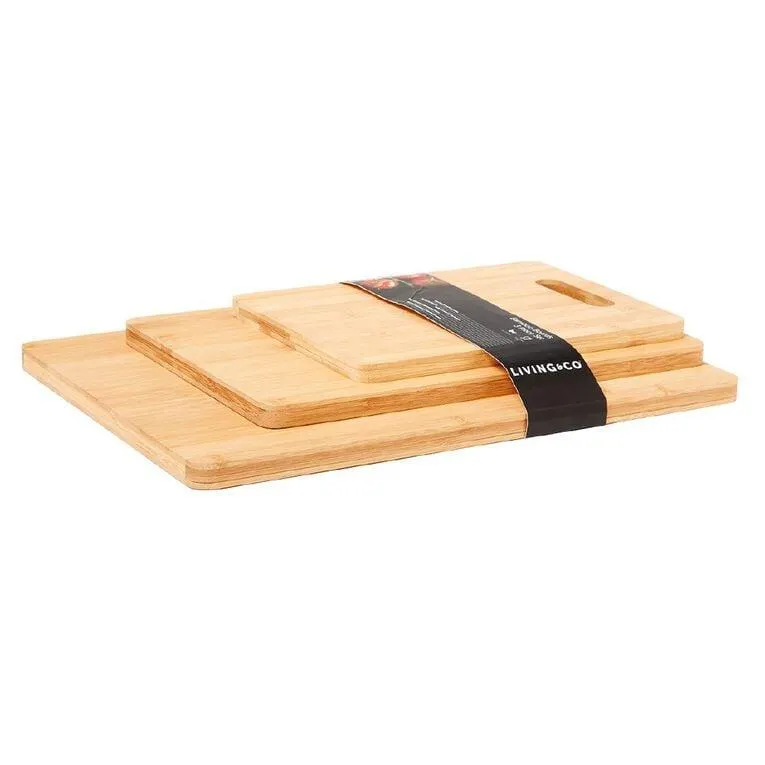 Living & Co Bamboo Chopping Board Set Natural 3 Pack