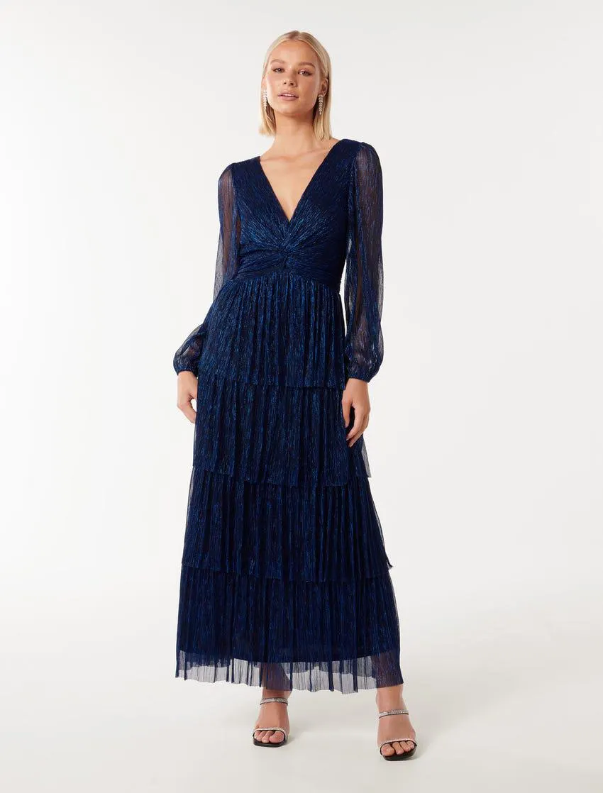 Issy Tiered Plisse Maxi Dress