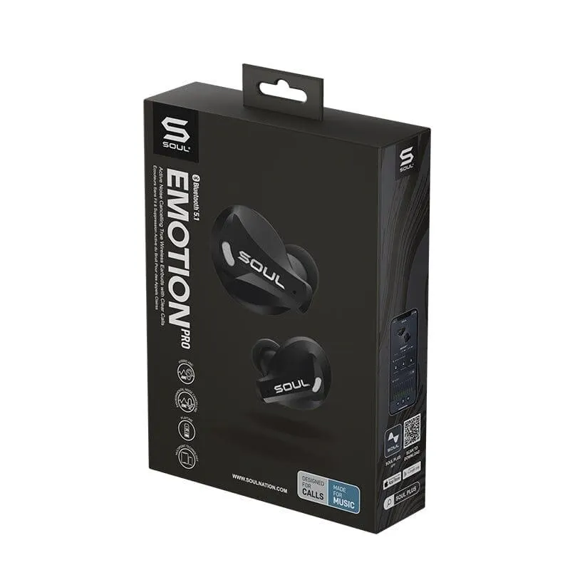 Soul Emotion Pro Black Active Noise Cancelling True Wireless Bluetooth Earphones