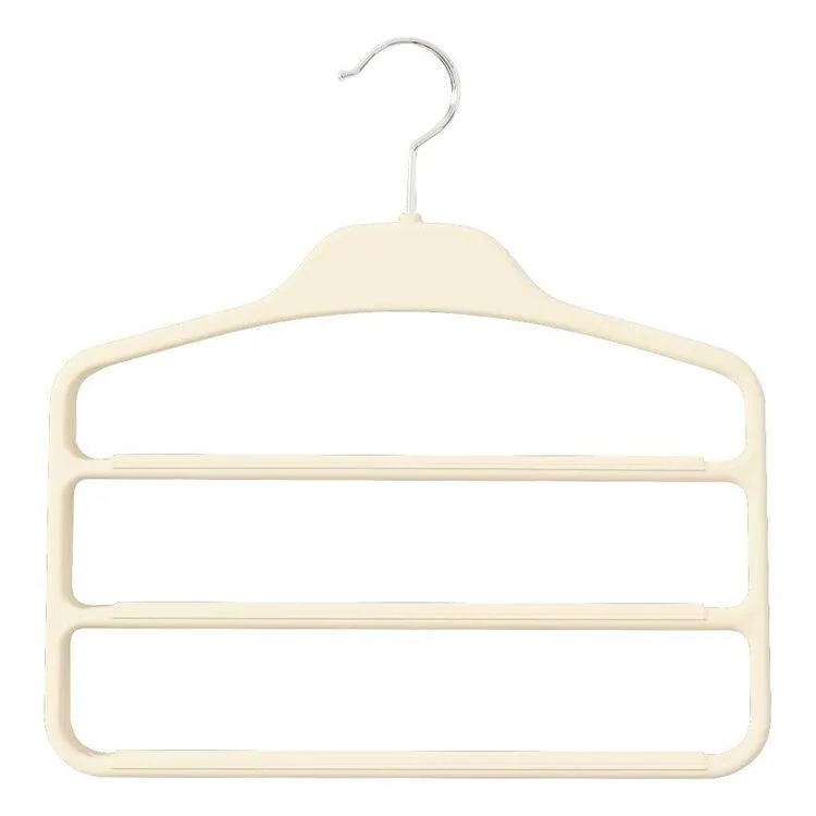 Living Space Trouser & Skirt 3-Tier Plastic Hanger 3 Pack Cream