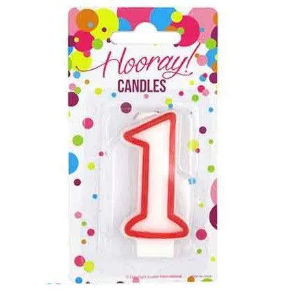 CANDLE RED/WHT # 1 7.5cm