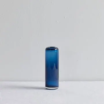 Column Glass Vase - Short - Blue/Grey