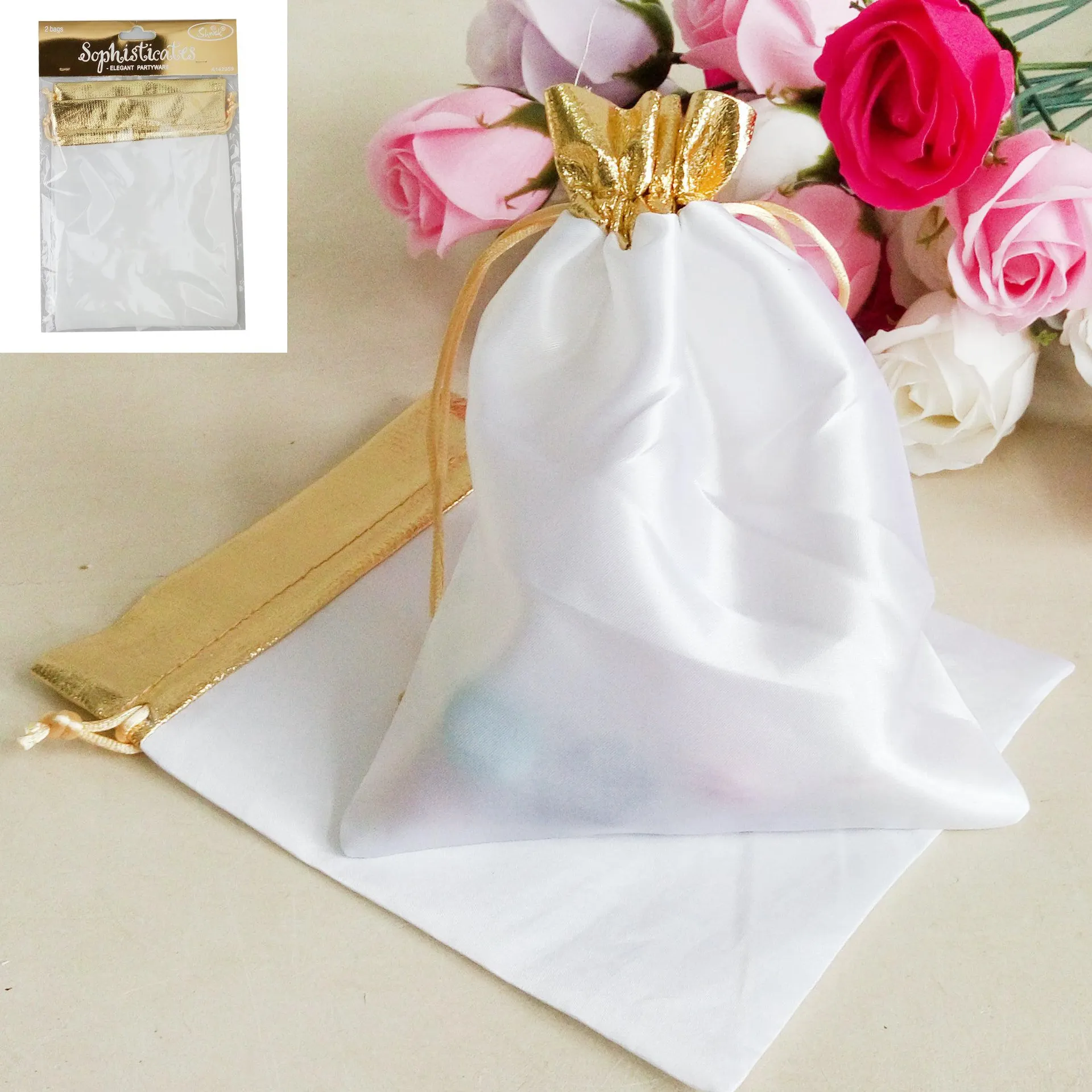 2pk Gold Bags 15x20cm