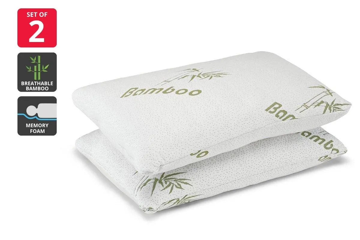Ovela Set of 2 Bamboo Memory Foam Pillows (Standard)