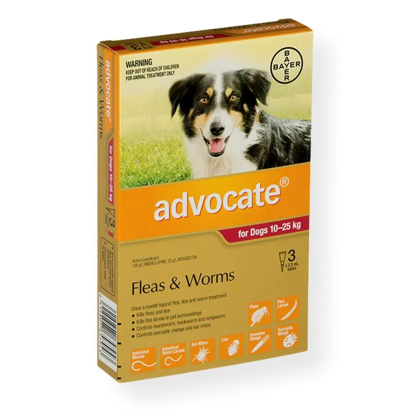 Advocate Spot On Dog Flea & Worm Treatment Under 4kg Dog 3 Pack