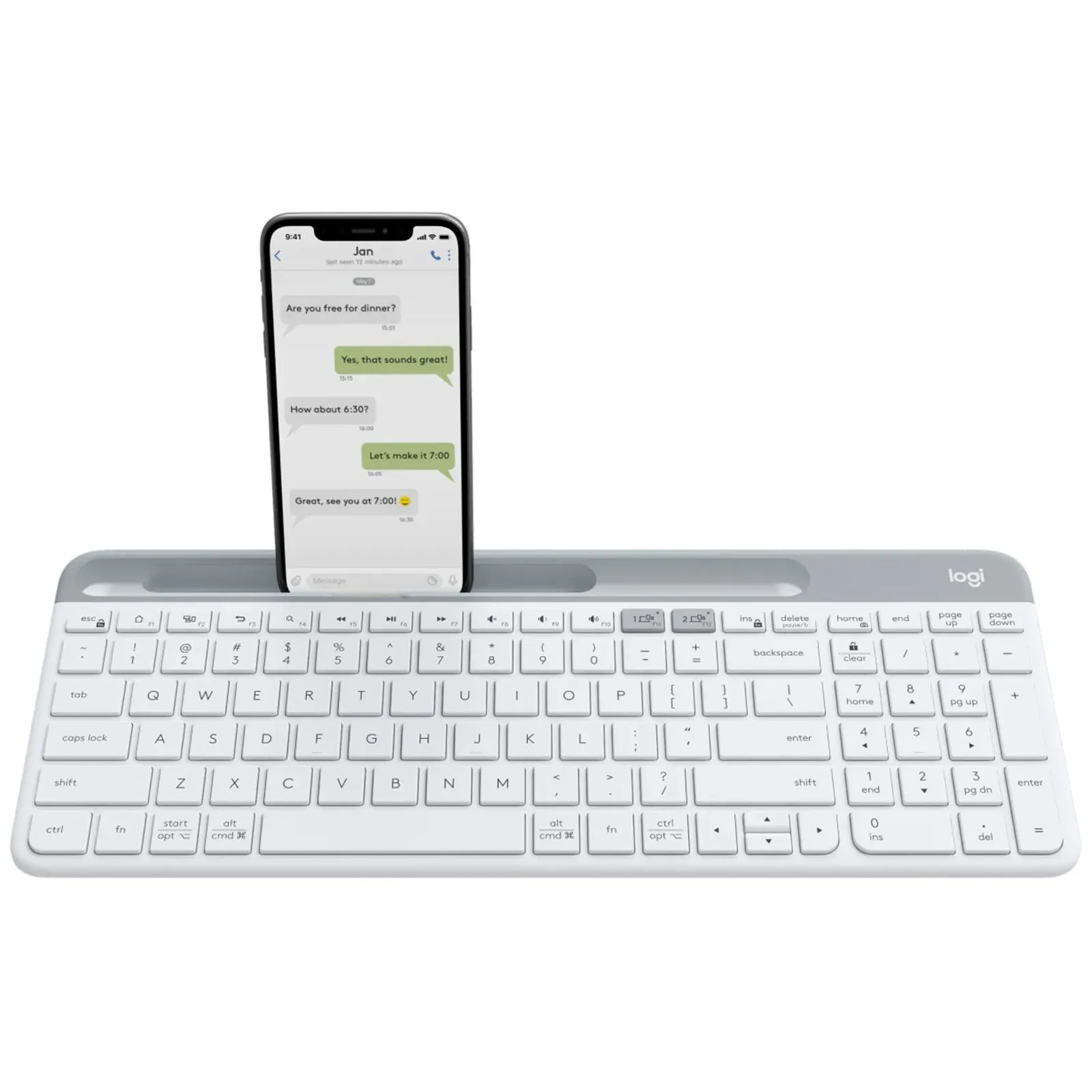 Logitech K580 Slim Multi-Device Wireless Keyboard - White
