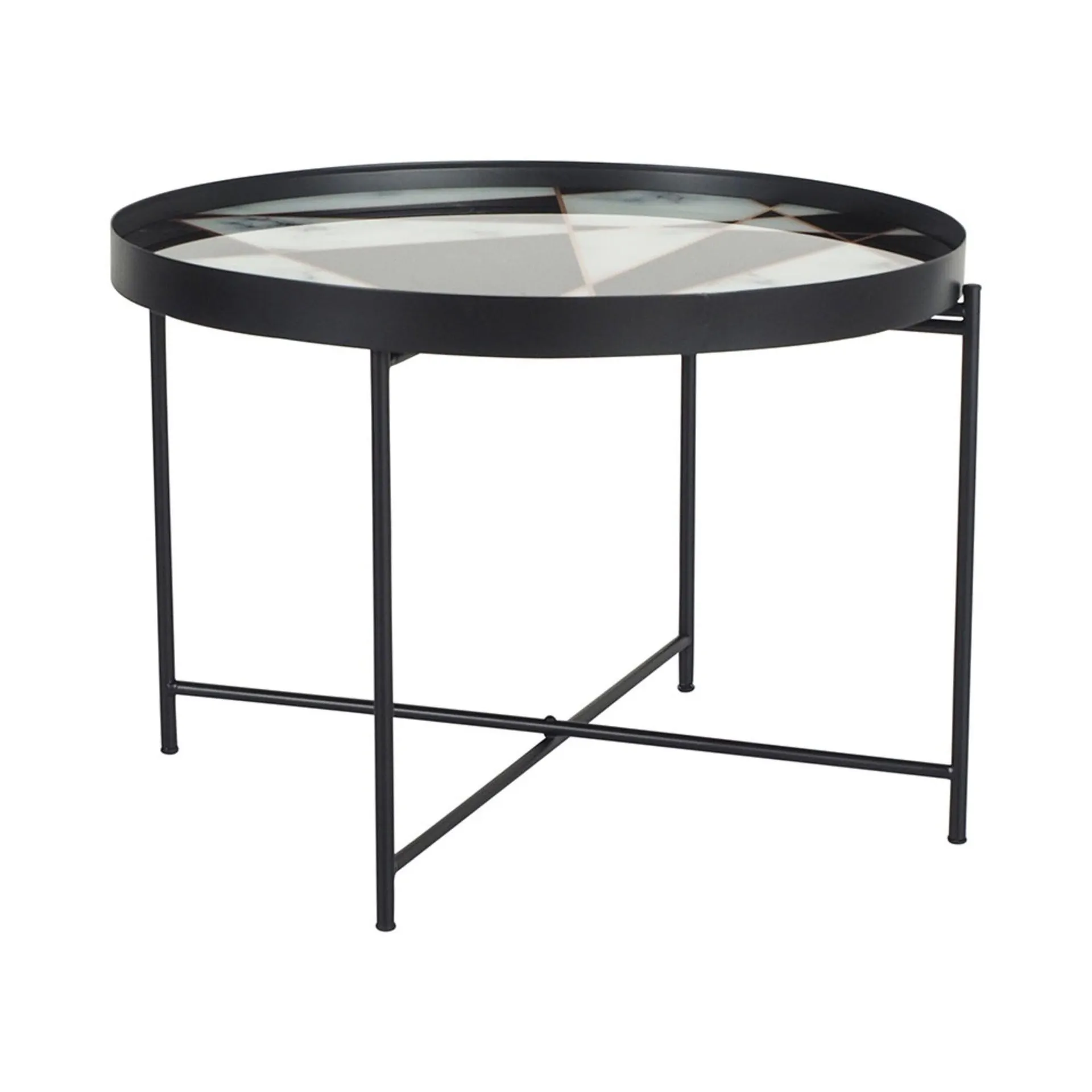 Dominique Marble Inlay Side Table 66cm